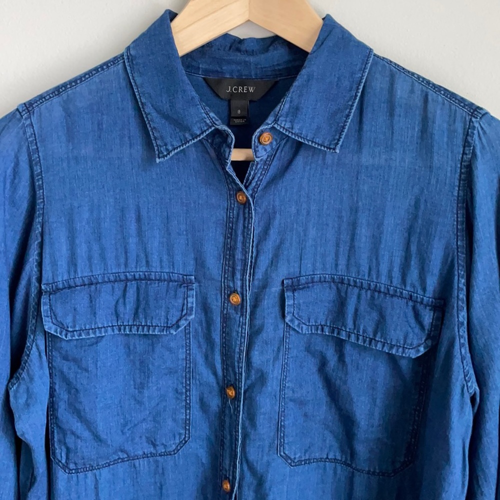 J. Crew Gauze Indigo Chambray Popover